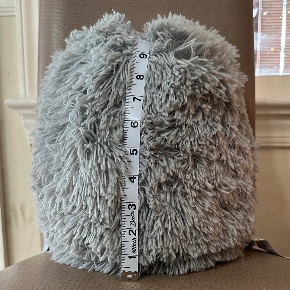 Gray Faux Fur Decorative Pillow